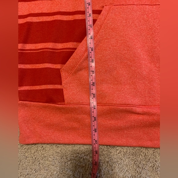 Adidas Ultimate Hoodie l Salmon/Red Horizontally Striped Sweatshirt l Size: XL - Picture 7 of 11